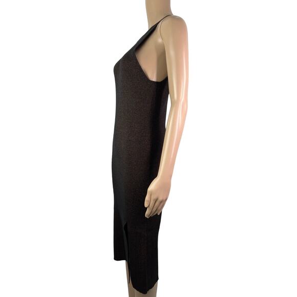House of Harlow 1960 Ribbed Metallic Knit Midi Bodycon Halter Dress - Picture 3 of 13